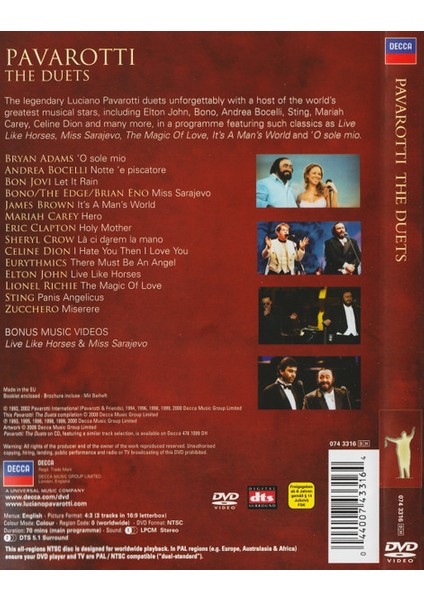 Pavarotti* – The Duets DVD