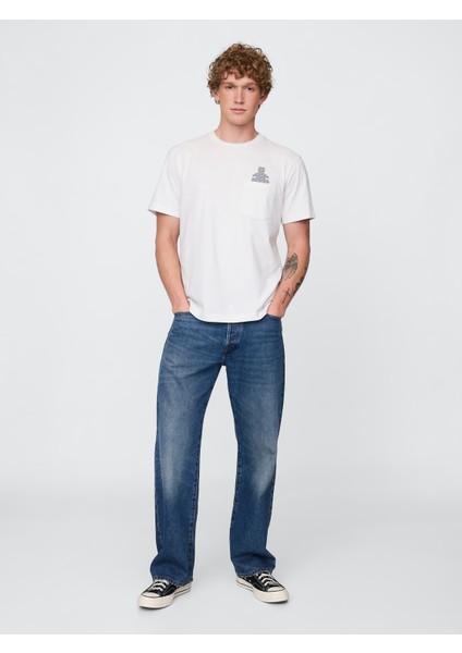 Erkek Kırık Beyaz Pocket Grafik Baskılı T-Shirt indirimleri