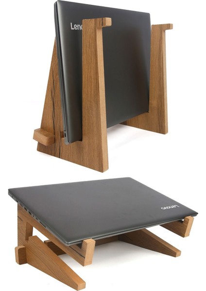 Ayarlanabilir Kademeli Ahşap Laptop Standı Notebook Yükseltici Macbook Tutucu 13" 14" 15" 16" 17"