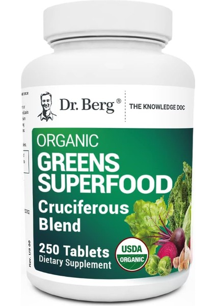 Greens Superfood Cruciferous Vegetable Tablets - Vegetable Supplements For Adults 250 Tablets