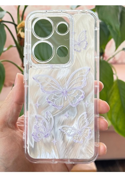 Xiaomi Redmi Note 13 Pro 4g Kılıf Parlak Hologramlı Kelebek Desenli Darbe Emici Kamera Korumalı Silikon fiyatları