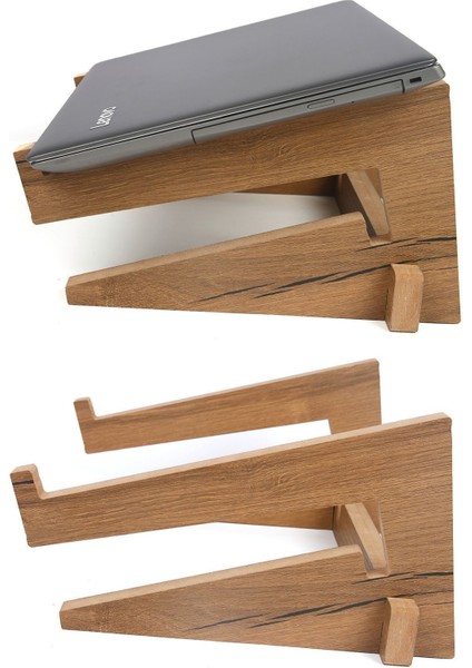 Ayarlanabilir Kademeli Ahşap Laptop Standı Notebook Yükseltici Macbook Tutucu 13" 14" 15" 16" 17"