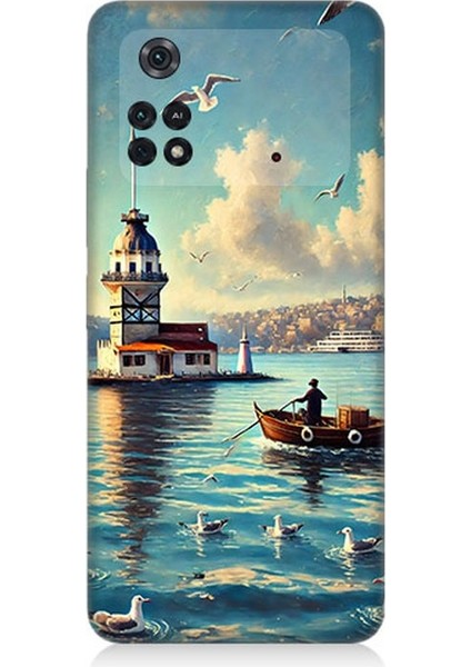 Xiaomi Poco M4 Pro Uyumlu Martılarla Kız Kulesi Desenli Silikon Kılıf