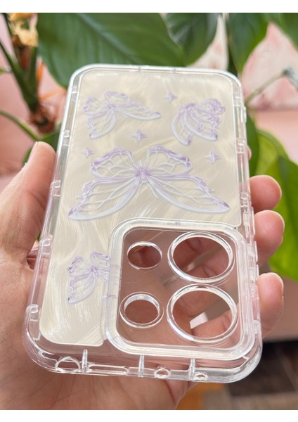 Xiaomi Redmi Note 13 Pro 4g Kılıf Parlak Hologramlı Kelebek Desenli Darbe Emici Kamera Korumalı Silikon