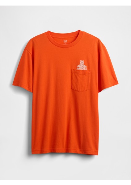 Erkek Canlı Kırmızı Pocket Grafik Baskılı T-Shirt fiyatları