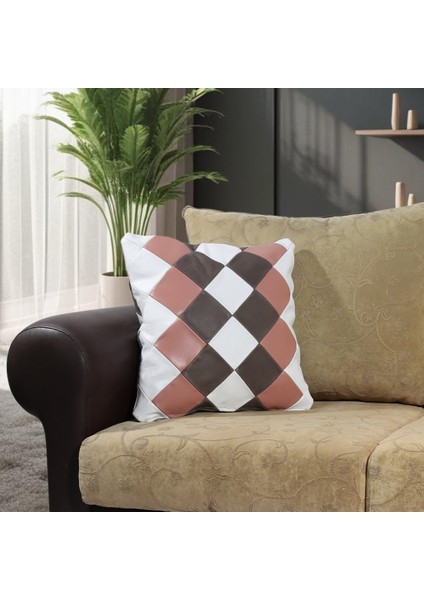 Premium Dekoratif Gri Beyaz Pembe Deri Kırlent Kılıfı/ev ve Ofis Için Gerçek Deri 45X45CM Kırlent Kılıfı fiyatları