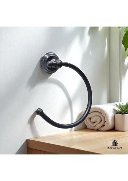 Isaoğlu Yapı Siyah Havluluk Klasik Vintage Tasarım Banyo Havluluk Pirinç Materyal Mat Siyah Paslanmaz fiyatları