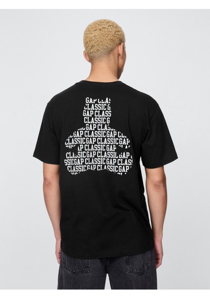 Erkek Siyah Pocket Grafik Baskılı T-Shirt