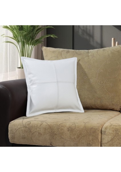 Premium Dekoratif Beyaz Deri Kırlent Kılıfı/ev ve Ofis Için Gerçek Deri 45X45CM Kırlent Kılıfı modelleri