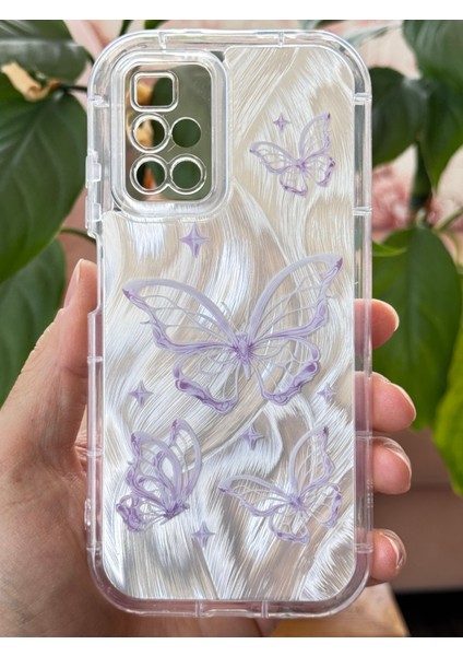Xiaomi Redmi 10 4g 2022 Kılıf Parlak Hologramlı Kelebek Desenli Darbe Emici Kamera Korumalı Renkli Silikon fiyatları