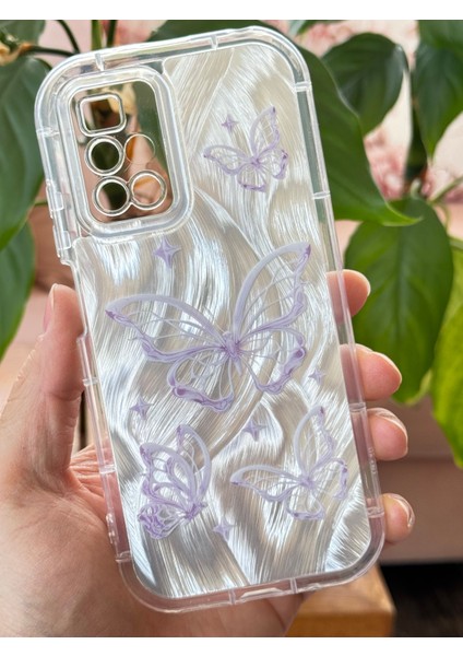 Xiaomi Redmi 10 4g 2022 Kılıf Parlak Hologramlı Kelebek Desenli Darbe Emici Kamera Korumalı Renkli Silikon modelleri