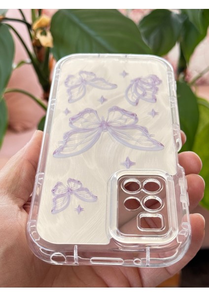 Xiaomi Redmi 10 4g 2022 Kılıf Parlak Hologramlı Kelebek Desenli Darbe Emici Kamera Korumalı Renkli Silikon