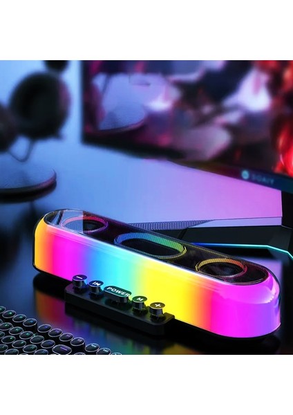 LG445 - Rgb Bilgisayar Hoparlör - Şarjlı Taşınabilir Bluetooth Hoparlör - Fm Radyo