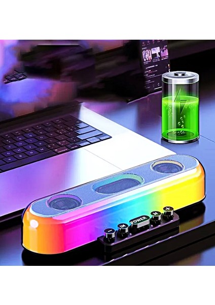 LG445 - Rgb Bilgisayar Hoparlör - Şarjlı Taşınabilir Bluetooth Hoparlör - Fm Radyo