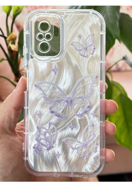 Xiaomi Redmi Note 10-10S Kılıf Parlak Hologramlı Kelebek Desenli Darbe Emici Kamera Korumalı Renkli Silikon fiyatları