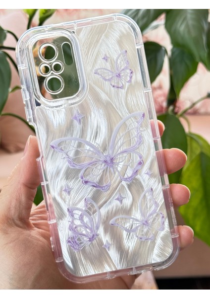 Xiaomi Redmi Note 10-10S Kılıf Parlak Hologramlı Kelebek Desenli Darbe Emici Kamera Korumalı Renkli Silikon modelleri