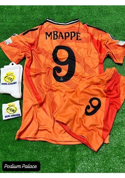 R.e.a.l M.a.d.r.i.d 2024/25 Kylian Mbappe Yeni Sezon Iç Saha Çocuk Forması 4'lü SET(TURUNCU)ZYN26