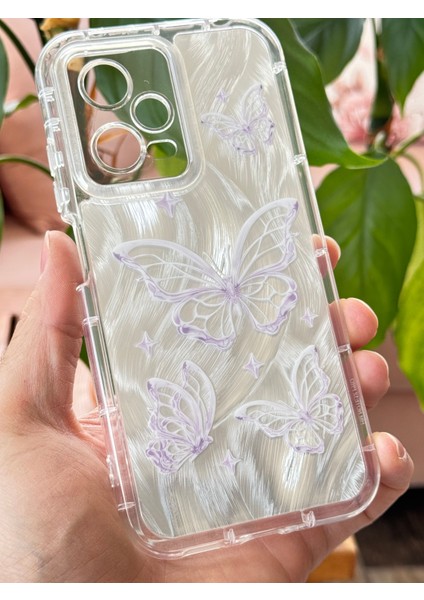 Xiaomi Redmi Note 12 Pro 5g Kılıf Parlak Hologramlı Kelebek Desenli Darbe Emici Kamera Korumalı Silikon modelleri
