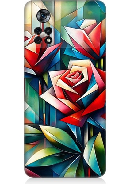 Xiaomi Poco X4 Pro 5g Uyumlu Soyut Origami Gül Deseni Desenli Silikon Kılıf
