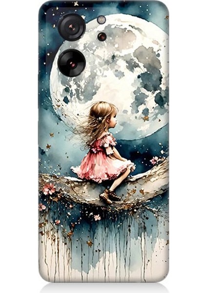 Xiaomi Mi 13T Pro Uyumlu Ay Üzerinde Hayalci Kız Desenli Silikon Kılıf