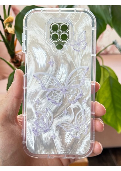 Xiaomi Redmi Note 9s - 9 Pro Kılıf Parlak Hologramlı Kelebek Desenli Darbe Emici Kamera Korumalı Silikon fiyatları