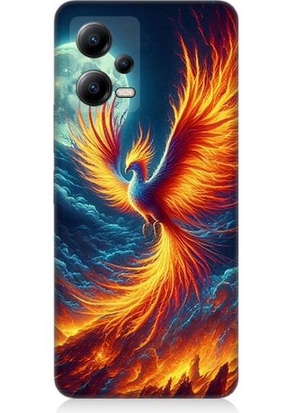 Xiaomi Poco X5 5g Uyumlu Ateşle Dans Eden Anka Desenli Silikon Kılıf