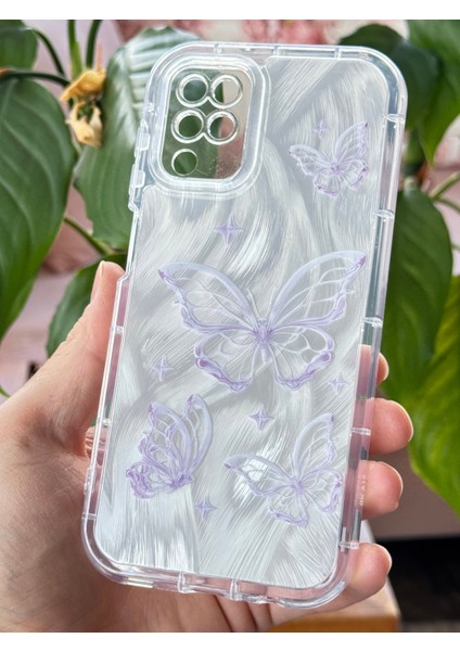 Samsung Galaxy A12 - M12 Kılıf Parlak Hologramlı Kelebek Desenli Darbe Emici Kamera Korumalı Renkli Silikon fırsatları