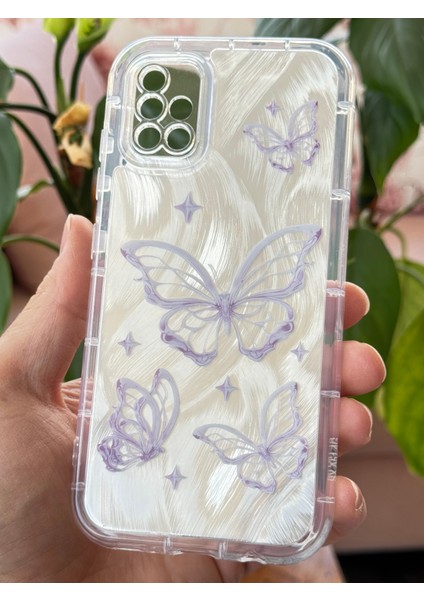 Samsung Galaxy A51 Kılıf Parlak Hologramlı Kelebek Desenli Darbe Emici Kamera Korumalı Renkli Silikon fiyatları