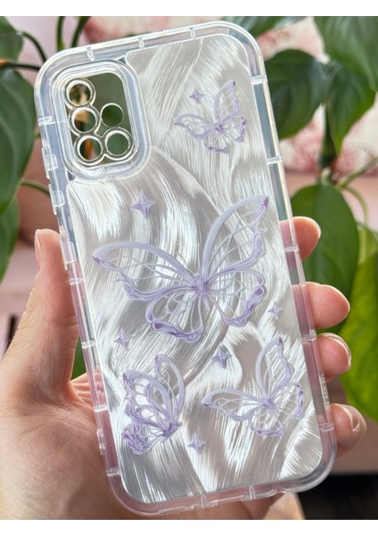 Samsung Galaxy A51 Kılıf Parlak Hologramlı Kelebek Desenli Darbe Emici Kamera Korumalı Renkli Silikon modelleri