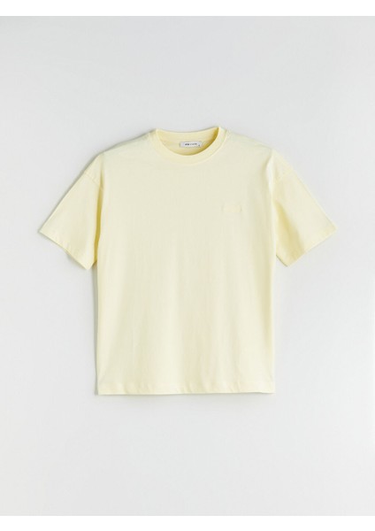 Yeni Sezon Bisiklet Yaka Nakisli Oversize Kadin Tisort - S5QS54Z8 indirimleri