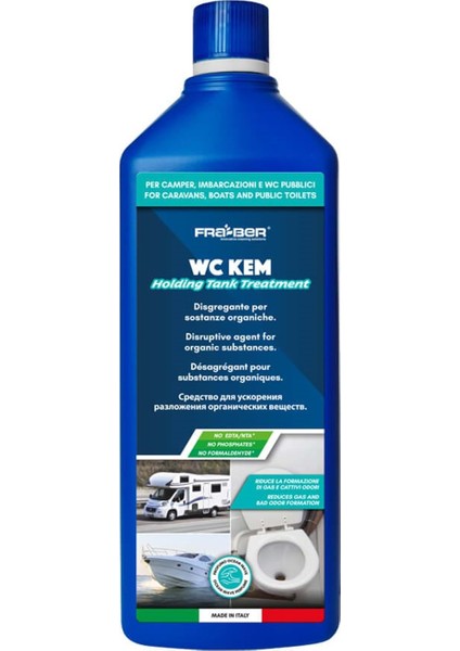 Wc Kem Taşınabilir Tuvaletler, Karavanlar ve Tekneler Için Gider Temizleyici ve Açıcı– 1 Lt