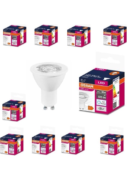 GU10 Duylu 6,9 W LED Ampul 6500 Kelvin Beyaz Işık 10 Adet