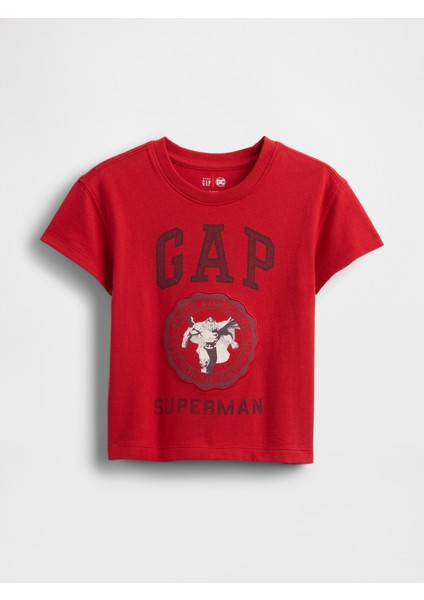 Erkek Bebek Kırmızı Superman Grafik Baskılı T-Shirt