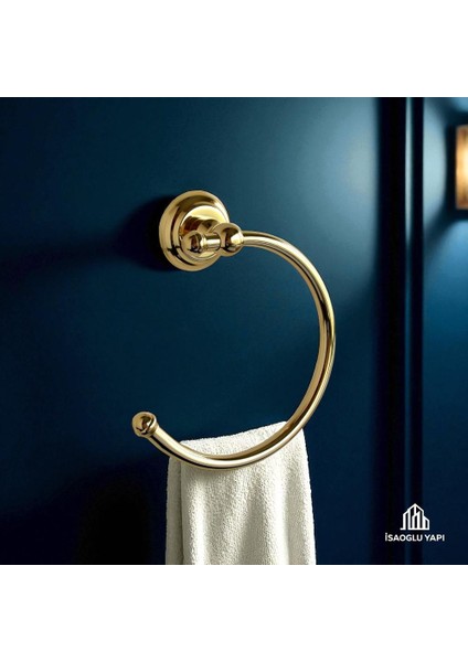Isaoğlu Yapı Gold Havluluk Klasik Vintage Tasarım Pirinç Materyal Paslanmaz Gold Banyo Havluluğu fiyatları
