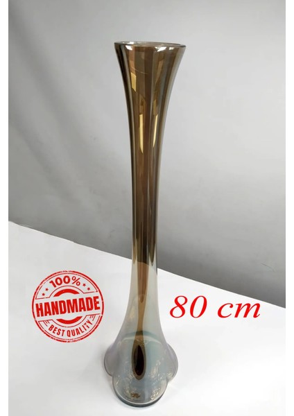 Lüks Fil Ayağı Vazo Cam Vazo 80CM Ince Belli Vazo Uzun Füme Renk