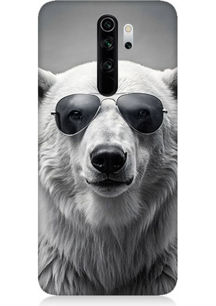 Xiaomi Redmi Note 8 Pro Uyumlu Havalı Gözlüklü Ayı Desenli Silikon Kılıf