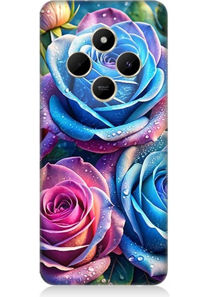Xiaomi Redmi 14C Uyumlu Gökkuşağı Renkli Güller Desenli Silikon Kılıf