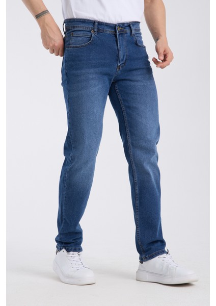 Erkek Pantolon Mavi Regular Fit Jeans
