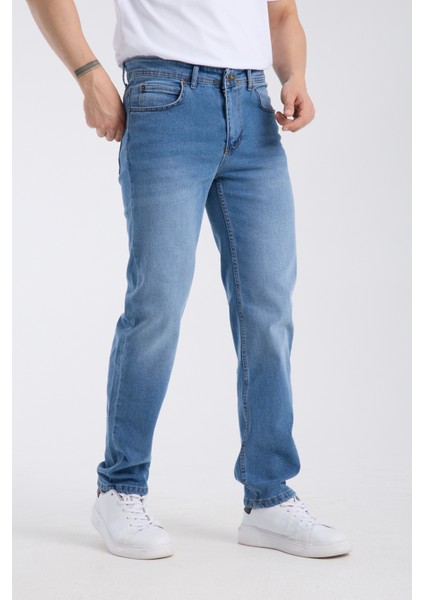Erkek Pantolon Mavi Regular Fit Jeans