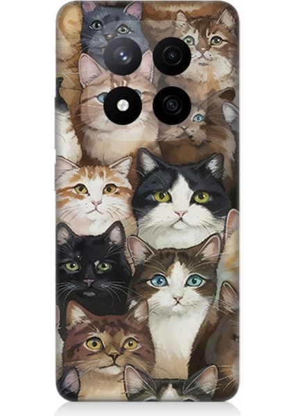 Xiaomi Redmi Note 14 Pro Plus Uyumlu Kedi Kalabalığında Kaos Desenli Silikon Kılıf