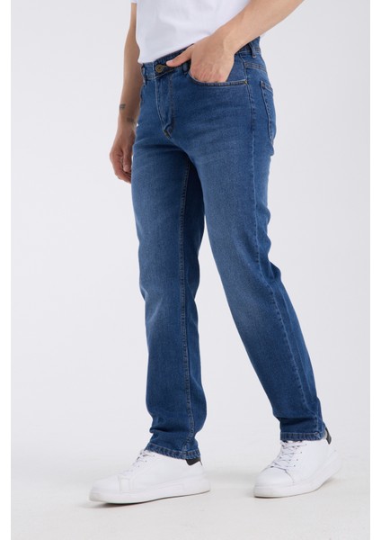 Erkek Pantolon Mavi Regular Fit Jeans