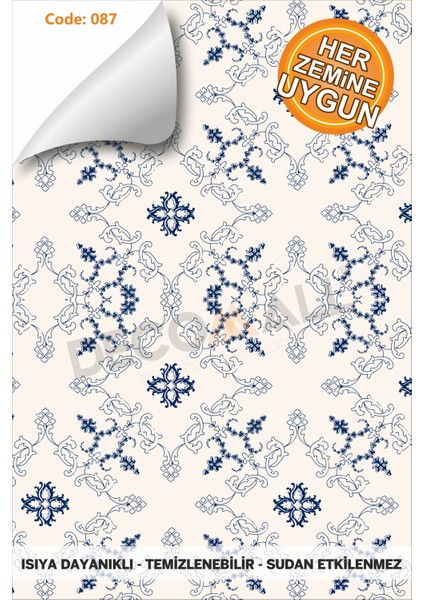 Code 87 Suya Dayanıklı Mutfak Banyo Zemin Mermer Mobilya Fayans Yapışkanlı Folyo Kaplama