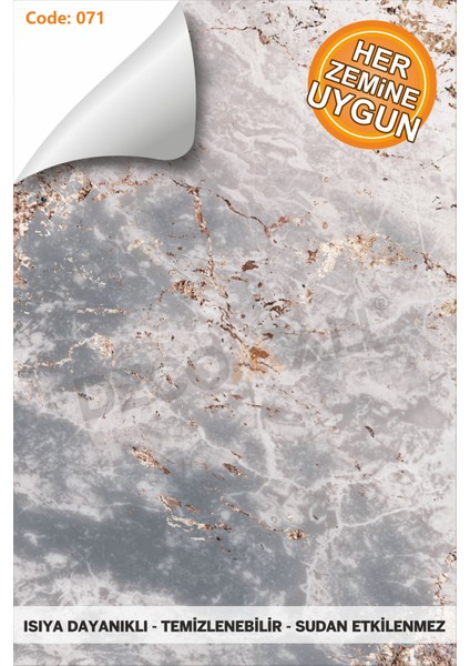 Code 71 Suya Dayanıklı Mutfak Banyo Zemin Mermer Mobilya Fayans Yapışkanlı Folyo Kaplama