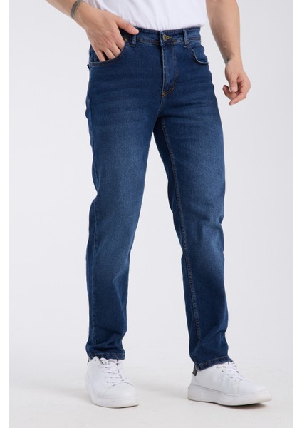 Erkek Pantolon Mavi Regular Fit Jeans
