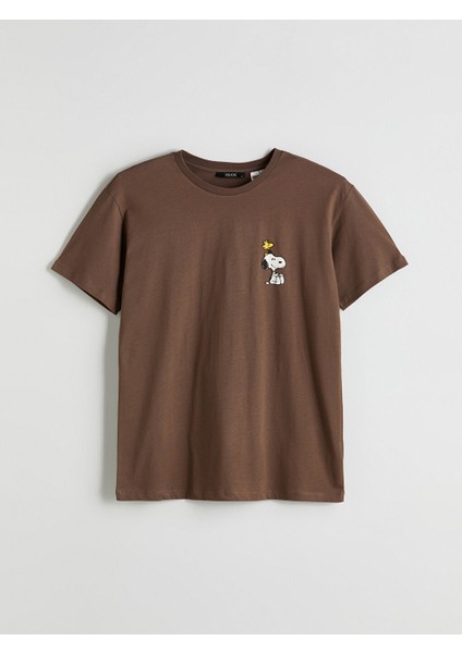 Yeni Sezon Bisiklet Yaka Snoopy Baskili Kadin Tisort - S5O070Z8 indirimleri