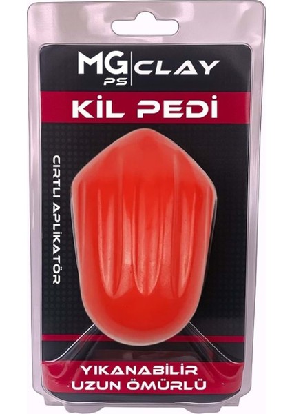 Aplikatörlü El Kil Pedi 12X8 cm (Kırmızı) - Cırtlı Clay Pad Sponge Block