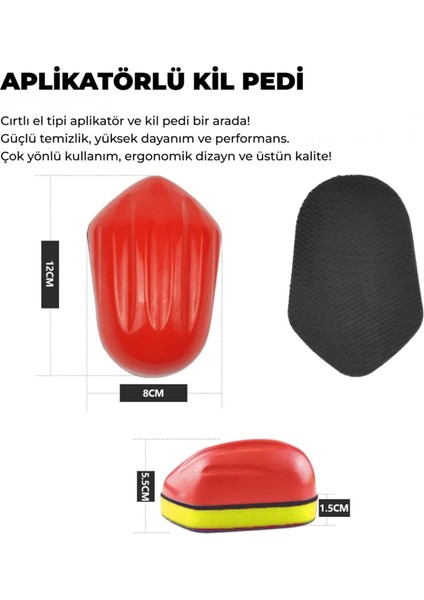 Aplikatörlü El Kil Pedi 12X8 cm (Kırmızı) - Cırtlı Clay Pad Sponge Block fiyatları