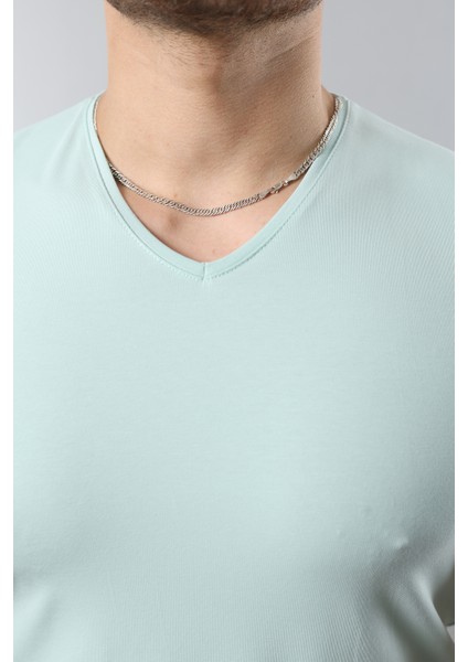 Erkek %100 Pamuk Slim Fit Dar Kesim V Yaka Basic Tişört fiyatları
