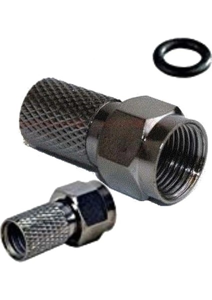 100 Adet / Contalı F Konnektör / Rg6/u6 Geniş 22MM / Su Geçirmez / Sağlam / Siyah