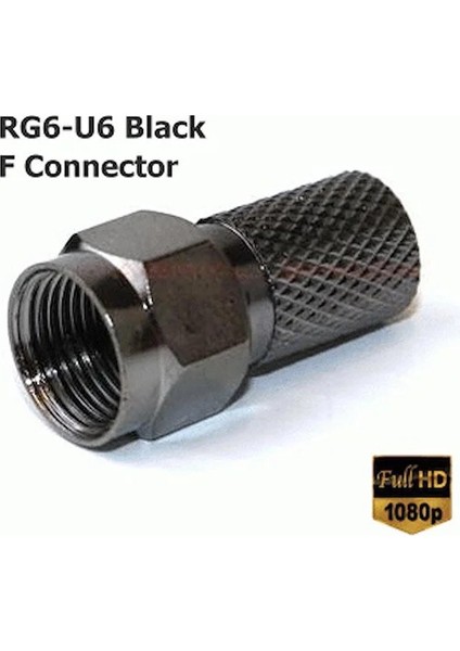 100 Adet / Contalı F Konnektör / Rg6/u6 Geniş 22MM / Su Geçirmez / Sağlam / Siyah